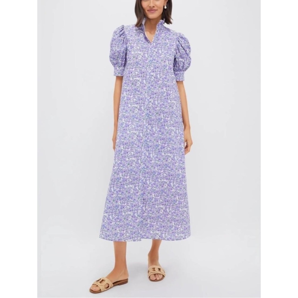 Tuckernuck Hyacinth House Lavender Button Front Puff Sleeve Maxi Dress ($228) L - Picture 2 of 5